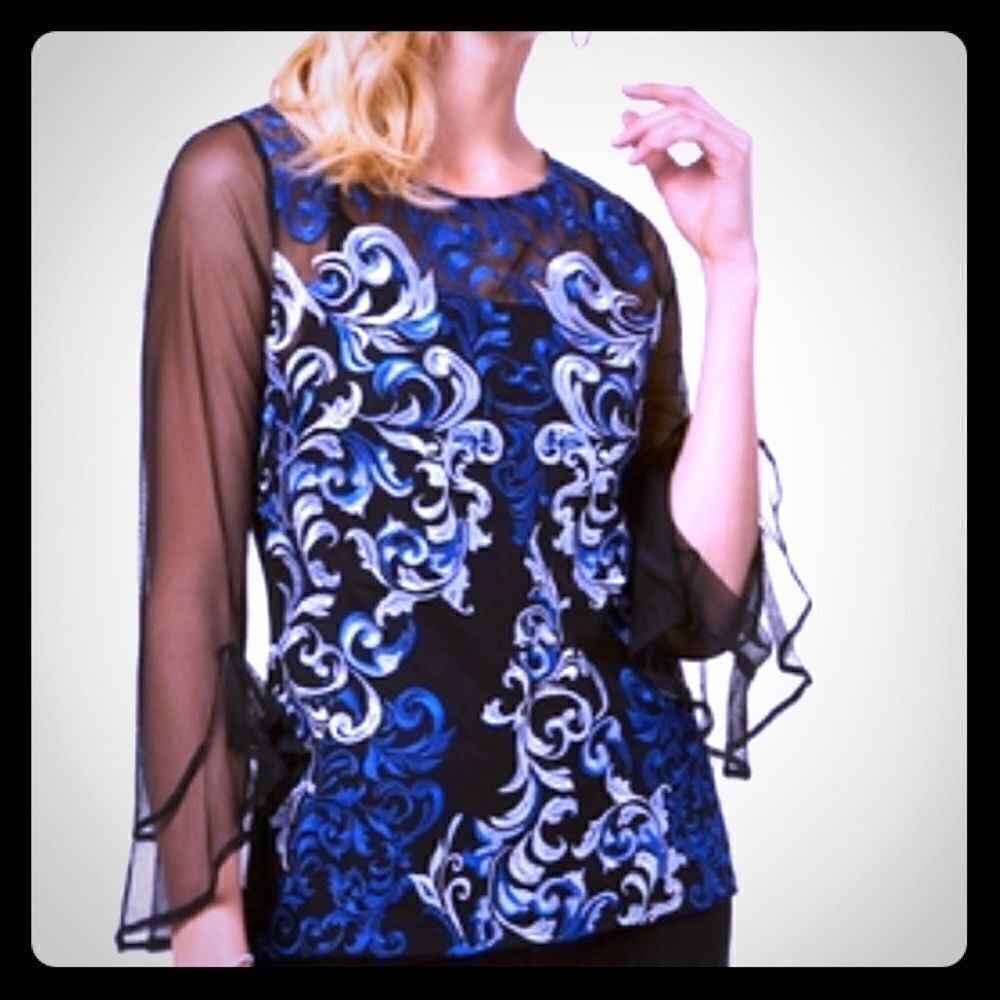 Inc petite blouse mesh sleeves and back size OP